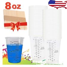 100Pack 8Oz. Disposable Plastic Measuring Cups w/ Mixing Sticks - Baking, Paint picture
