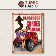 Nostalgia Signs Dangerous Curves Ahead Metal Sign Reproduction 32cm x 41cm picture