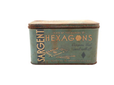 Vintage 1930'S Sargent Dustless BlacKboard Crayon Tin Box BROOKLYN NY Hexagons picture