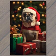 Postcard Paw-sitively Adorable Pug as Santa Claus picture