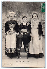 Pleyben Finistere France Postcard Costumes Children Traditional Dress 1901 picture