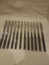 12 Oneida OHS17 Stainless Greek Key Black Accent DINNER KNIFE 7 1/2 picture