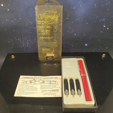 VTG Red Sheaffer No Nonsense Fountain Pen With 3 Nibs Calligraphy Made In USA picture