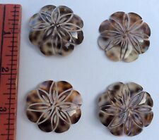 4p 38mm Focal Hand Carved Realistic Sew Thru Spotted Cowrie Shell FLOWER Buttons picture