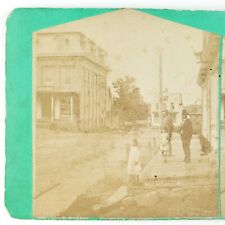 Unknown Mystery Storefront Street Stereoview c1870 Adams Meat Market Photo A2707 picture