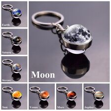 Luminous Solar System Planet Galaxy Double Side Glass Keychain Women Men Jewelry picture