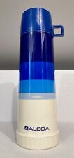 Alcoa Thermos Advertising Promo Rare VTG Merchandise Plastic Blue Striped Tall picture