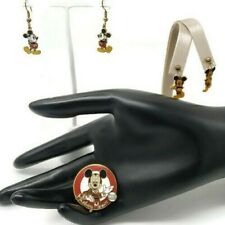 Earrings And Pin Disney Mickey Mouse Cartoon Gold Tone picture