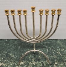 Vintage 3 Legged Hanukkah Menorah Gold Silver Toned Chanukah Candle Holder 8x6