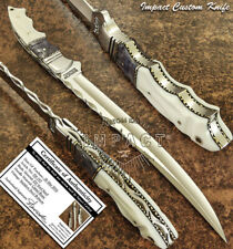 IMPACT CUTLERY RARE CUSTOM D2 MASSIVE BOWIE KNIFE FULL TANG ACRYLIC IVORITE  picture