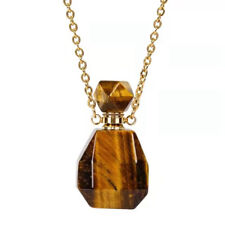 Natural Tiger's Eye Quartz Crystal Perfume Bottle Pendant Diffuser Necklace Gift picture