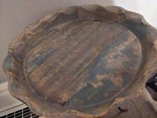 Large Hand Carved Scalloped Wood Tray 14.5