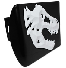 WHITE T-REX EMBLEM BLACK METAL USA MADE TRAILER HITCH COVER picture