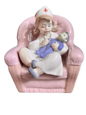 NAO Lladro Golden Memories  #1055 Girl Playing Nurse With Her Doll Figurine 1987 picture