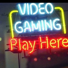 New Video Gaming Play Here Neon Light Sign 24"x20" Lamp Poster Real Glass picture