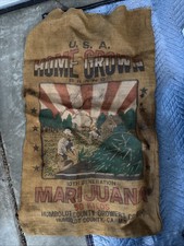 USA Vintage Home Grown Marijuana Burlap Sack 50 KILOS Novelty Stoner Hippie Art picture