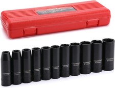 11 Pieces 1/2-Inch Drive Deep Impact Socket Set 6-Point Metric 10mm to 24mm picture