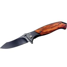 Fox Edge FE044 Framelock Wooden Handle Pocket Knife Ambidextrous Thumb Stud picture