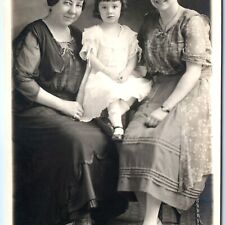 c1910s Smiling Mother Kid Grandmother Family RPPC Cute Girl Real Photo A160 picture