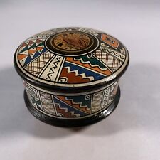 Beautiful Vintage Hand painted Trinket Box With Lid. 2.5” High X 4” Wide picture