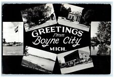 Boyne City Michigan RPPC Photo Postcard Greetings Multiview 1947 Vintage Antique picture