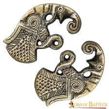 Brass Adornments Odin Ravens Renaissance Leather Fitting Clothing Accessory Pair picture