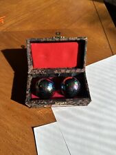 VINTAGE Chinese Oriental Stress Exercise Massage Chime Balls In Case Set of 2 picture