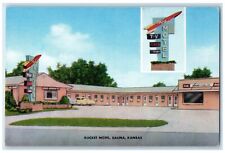 c1940's Rocket Motel Exterior Roadside Salinas Kansas KS Unposted Cars Postcard picture