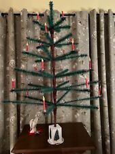 4 foot ( 48” ) TABLE TOP  FEATHER TREE with Spun Cotton wax coated Candles  RARE picture