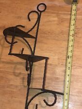 Vtg twisted rope Wrought Iron wall Hanging spiral stair steps 3 tier Shelf black picture