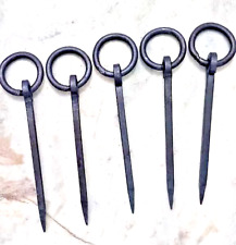 Lots Of 5 Pcs Wrought Iron Tethering Ring on Pin Meat Beam Game Hooks picture