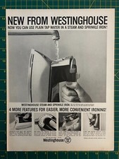 1962 Vintage Westinghouse Steam And Sprinkle Iron Tap Water Print Ad Y1 picture
