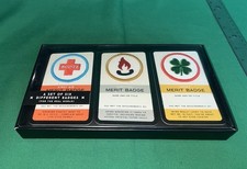 SET OF SIX BADGES:FIRST AID, SURVIVAL, LUCKY, ATTRACTIVENESS, GUIDANCE, PERFECT. picture