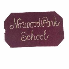 Vintage Norwood Park School Patch Embroidered Script Maroon Felt 5 In. Chicago picture