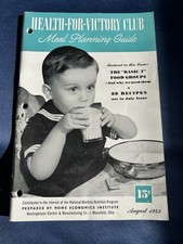 1943 Health-for-Victory Club Meal Planning Guide WWII Nutrition Ephemera picture
