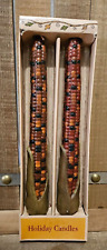 Vintage Pair Russ Indian Corn Taper Candles Fall, Autumn, Thanksgiving picture