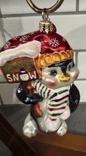 Christopher Radko Glass Penguin Let It Snow Ornament Vintage Christmas W/ Box picture