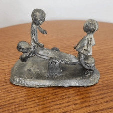 Hunter Pewter Children on Seesaw Figurine Vintage Pewter Gift Figure picture