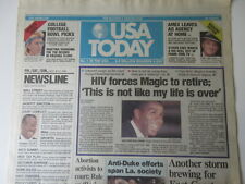 MAGIC JOHNSON HIV RETIRES  USA TODAY 1991 newspaper FRONT SECTION picture