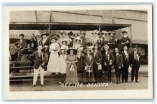 c1918 Crowd Tourist Trolley Car Seeing Denver Colorado CO RPPC Photo Postcard picture
