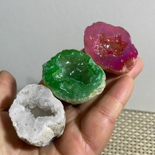 3pc 96g quartz crystal electroplated rough agate cave specimen healing picture