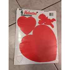 Vintage Eureka 6 Valentine Silhouettes Decorations Diecut  Cupid Hearts  picture