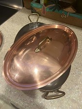 Mauviel Oval Copper Dish 35 mm with lid. Stainless steel interior. picture