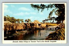 Everglades FL-Florida, Village On Tamiami Trail, Water, Vintage Postcard picture