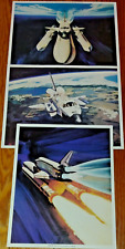 3 vintage 1970's NASA Space Shuttle Artist Concept 8x10 Color Lithograph Prints picture
