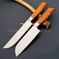 Pair of custom Made Full Tang Forged Santoku & Chef Knife in Stainless Steel picture