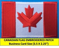 CANADIAN FLAG EMBROIDERED PATCH IRON-ON SEW-ON (3.5x2.25") CANADA MAPLE LEAF RED picture