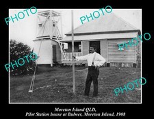 OLD POSTCARD SIZE PHOTO OF MORETON ISLAND QLD PILOT STATION AT BULWER 1908 picture