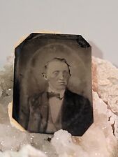 Original Old Vintage Antique Tin Type Metal Photo Picture Image Man In A Suit picture