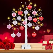 24 Inch Valentines Day Tree Decorations Lighted Valentine Tree with 18 Pcs He... picture